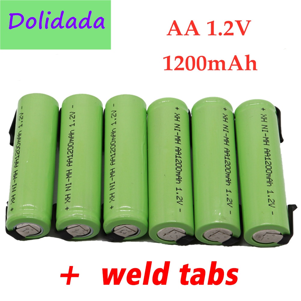 100% Originele 1.2V Aa Batterij 1.2V Oplaadbare Batterij, 2600Mah, Aa Nimh, met Soldeerpennen, Diy Elektrische Tandenborstel Scheerapparaat