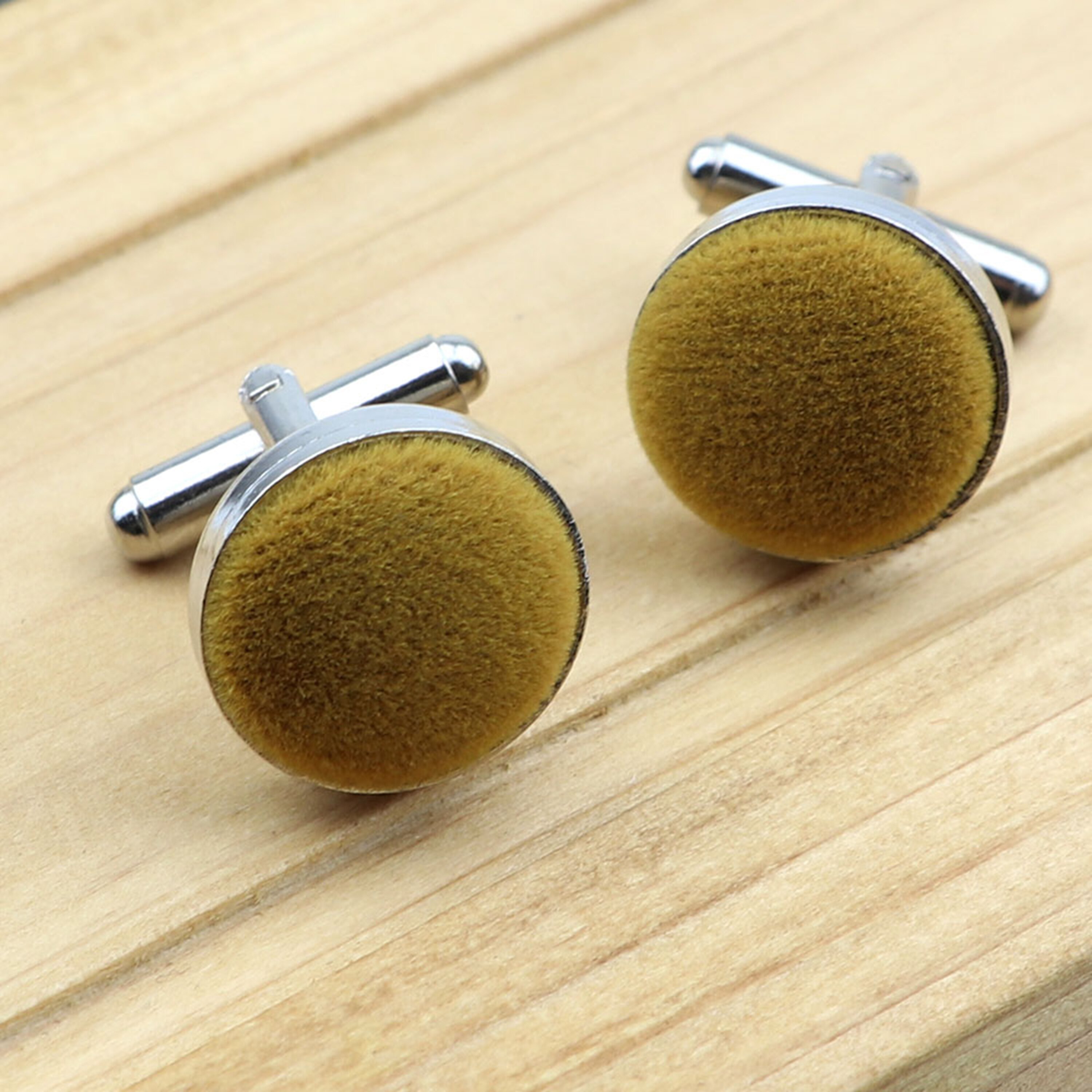 Boutons de manchette de chemise pour hommes, bijoux ronds en daim doux, à la , pour affaires, fête de mariage, accessoires pour hommes, de