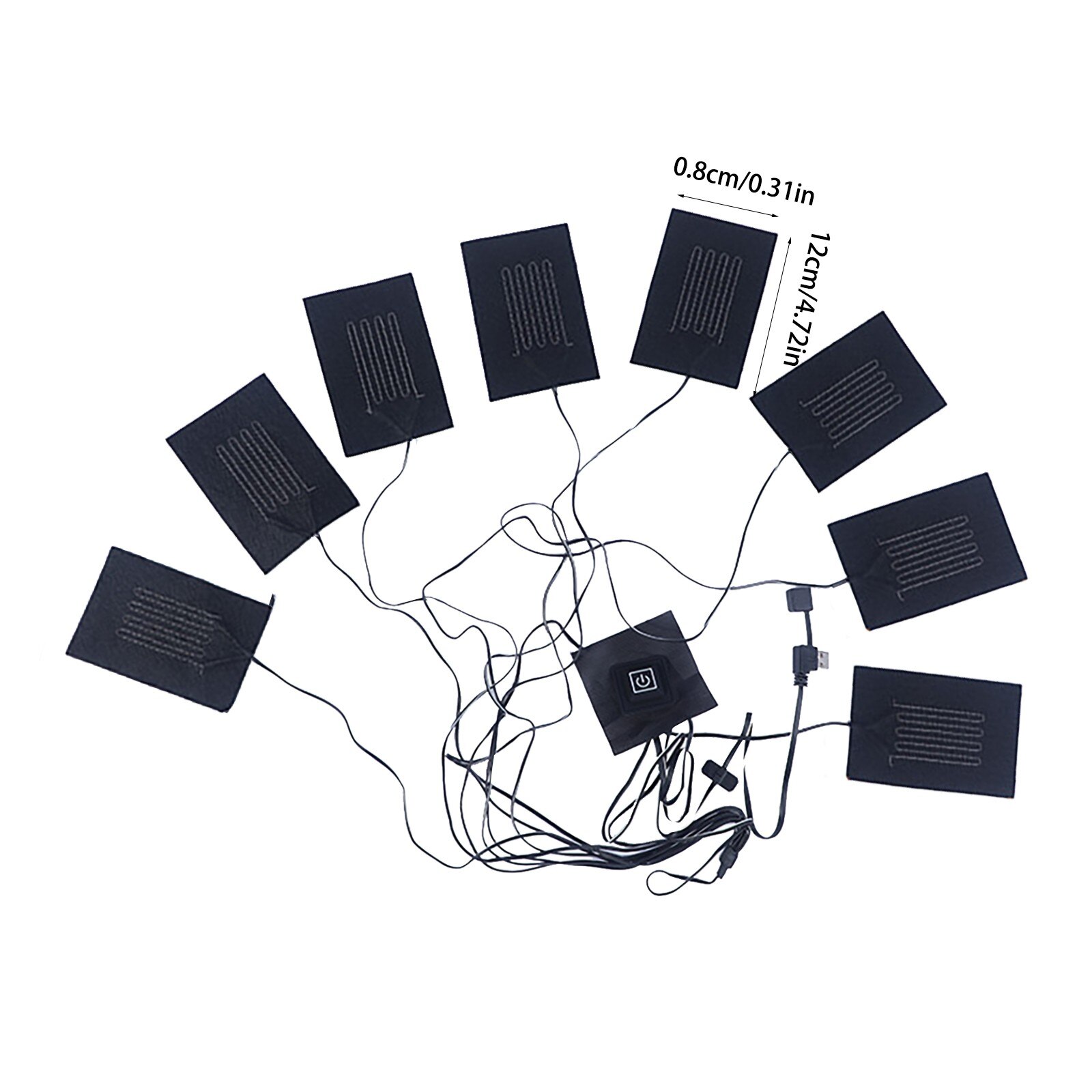 8 In 1 Usb Clothes Heater Pad Adjustable Temperature Electric Heating Sheet Heating Warmer Pad For Vest Jacket#G30: A