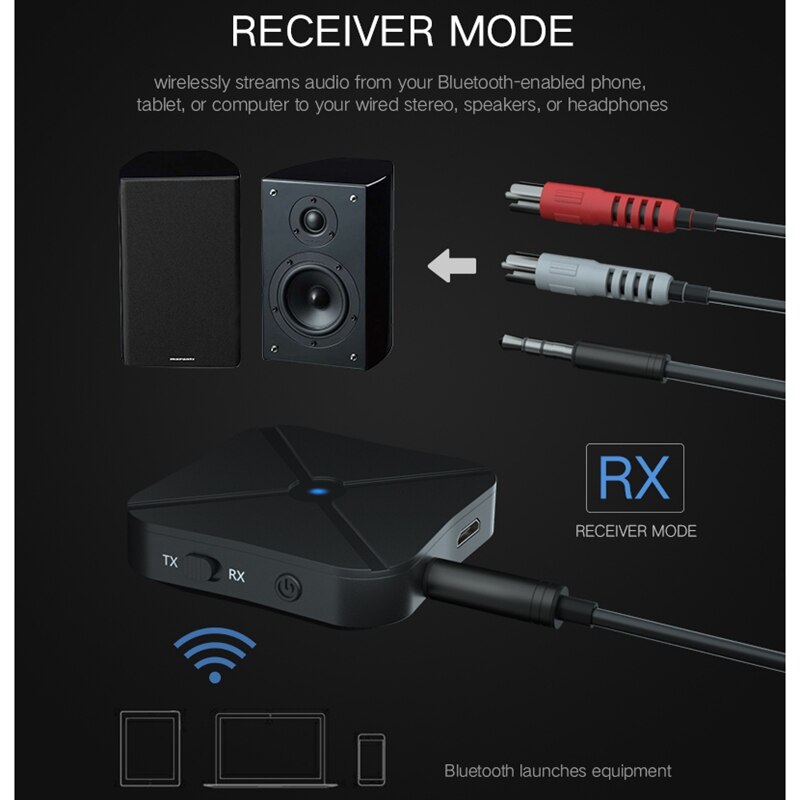 Bluetooth 4.2 récepteur et émetteur Bluetooth adaptateur sans fil o avec 3.5MM AUX o pour la télévision à la maison MP3 PC