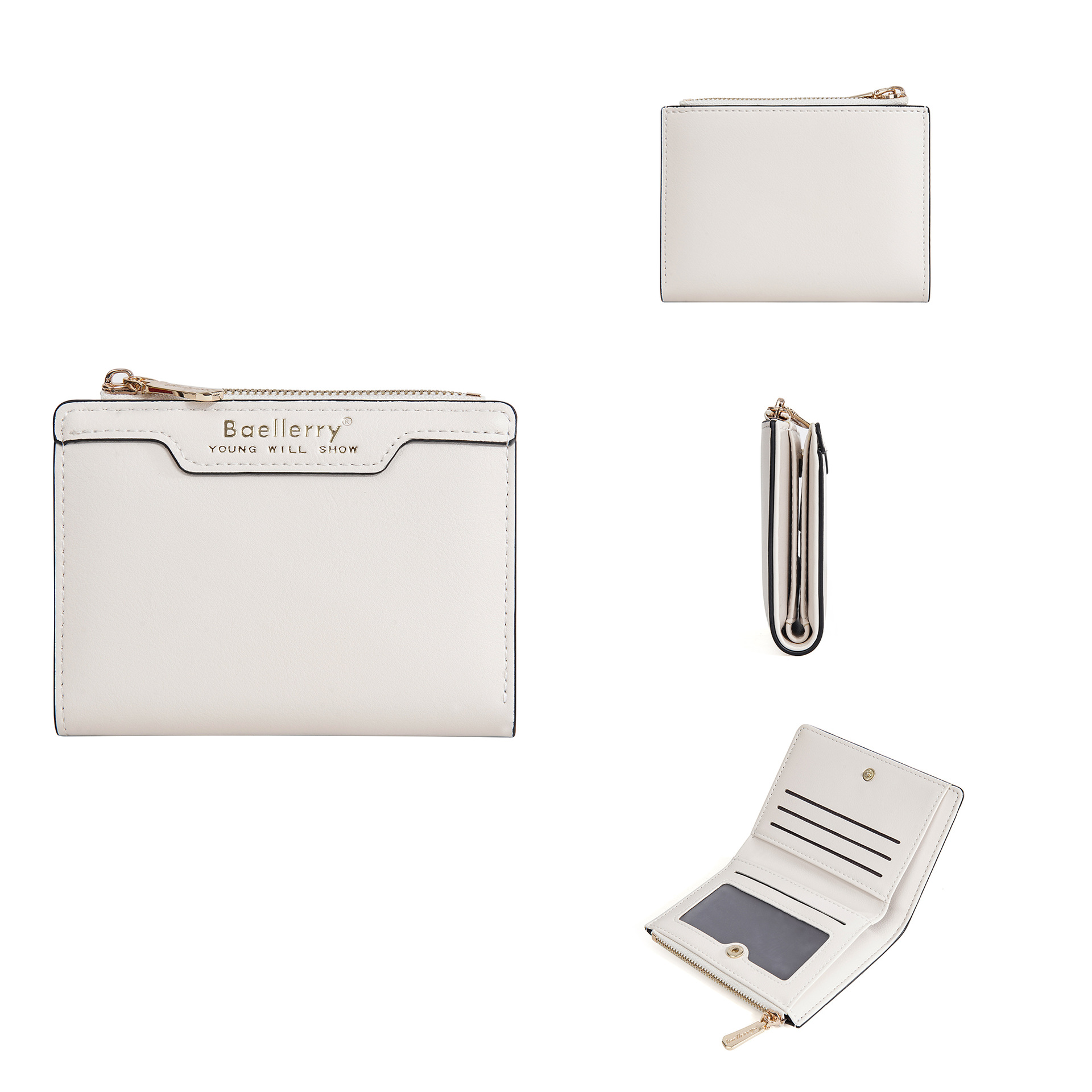 Women's Wallet Premium Product Short Wallet Organize Credit Cards and Business Cards Large Capacity Function: WHITE