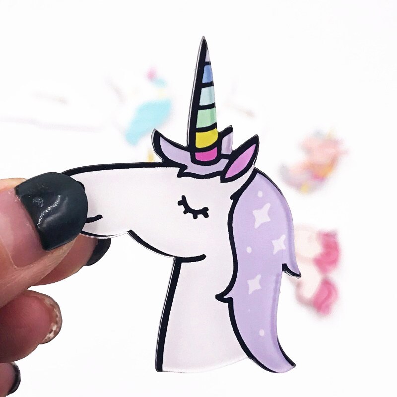 1Pcs Kleurrijke Dier Cartoon Pin Acryl Paard Eenhoorn Badge My Little Poni Icoon Broche Voor Meisjes Beloningen Decoratie Op zak Hoed: Antiek Messing