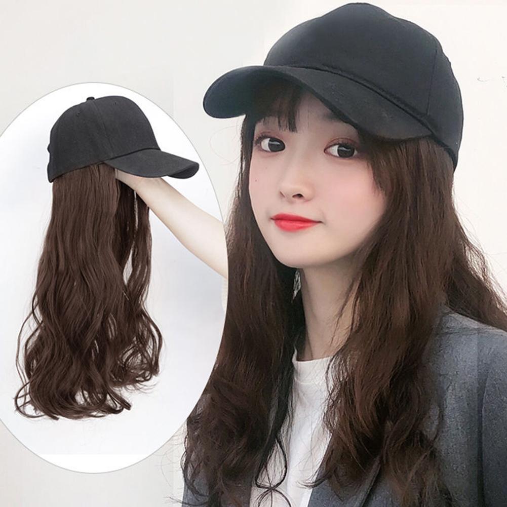 60Cm Een Stuk Hair Extension Lang Golvend Haarstukje Met Verstelbare Baseball Cap