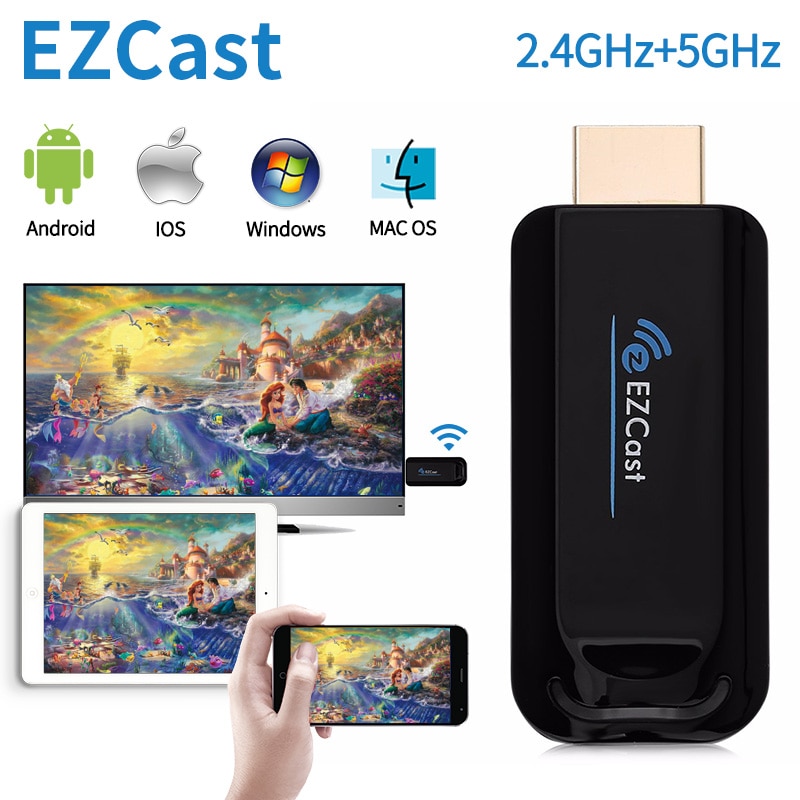 Ezcast Wireless display 2.4G/5.8Ghz Voor Android Iphone PC Wireless WiFi Beeldscherm TV Dongle Ontvanger Mirroring HD TV Stick Airplay