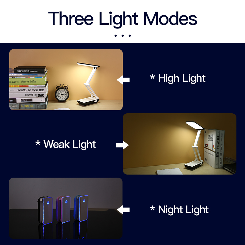 Lampe de table pliable pour étudiants 3 modes de lumière 800mAh batterie Rechargeable 32 pièces LED lecture lampe de bureau lampes Table collège dortoir