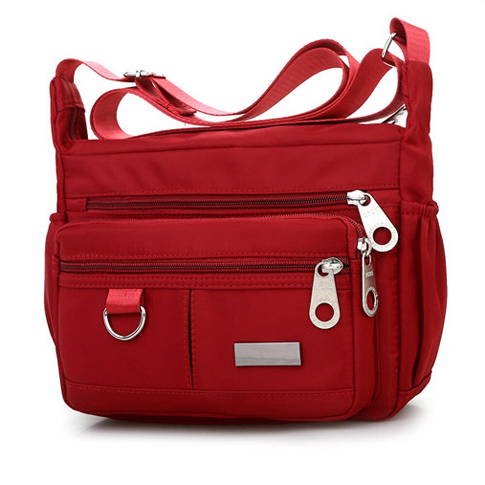 Casual Nylon Bag Shoulder Bags Messenger Multilayer Bag Waterproof Nylon Lady Mom Casual Handbag Bolsos Sac a Main: Red
