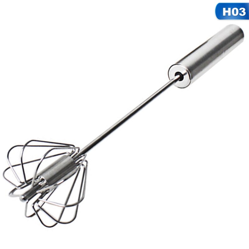 Semi-automatic Egg Beater 304 Stainless Steel Egg Whisk Manual Hand Mixer Self Turning Egg Stirrer Kitchen Accessories Egg Tools: HG47524H03 14 inch