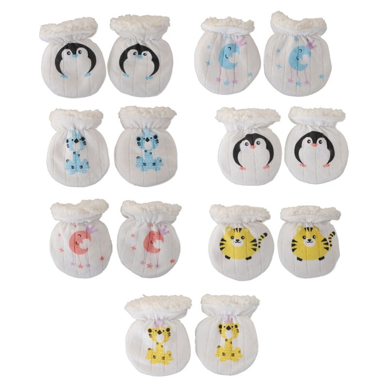 Guantes cálidos de invierno para bebés, manoplas de lana gruesas antiarañazos para niños y niñas de 0 a 6 meses