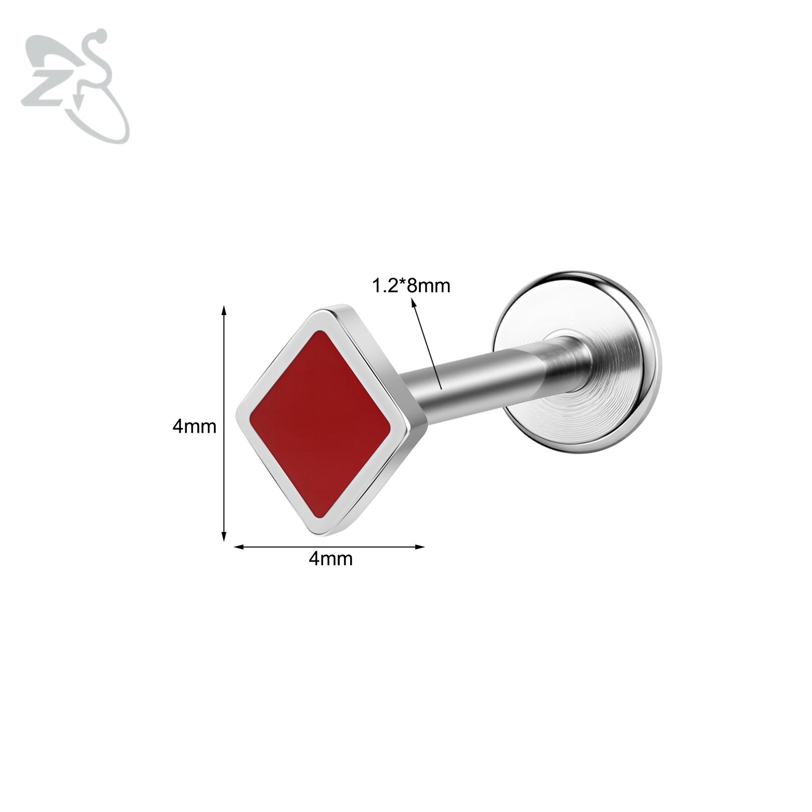 ZS 1 pieza 16G Acero inoxidable Labret labio Piercing pala corazón diamante forma de Club cartílago de la oreja Tragus hélice Piercings 6MM/8MM: COLOR ORO ROSADO