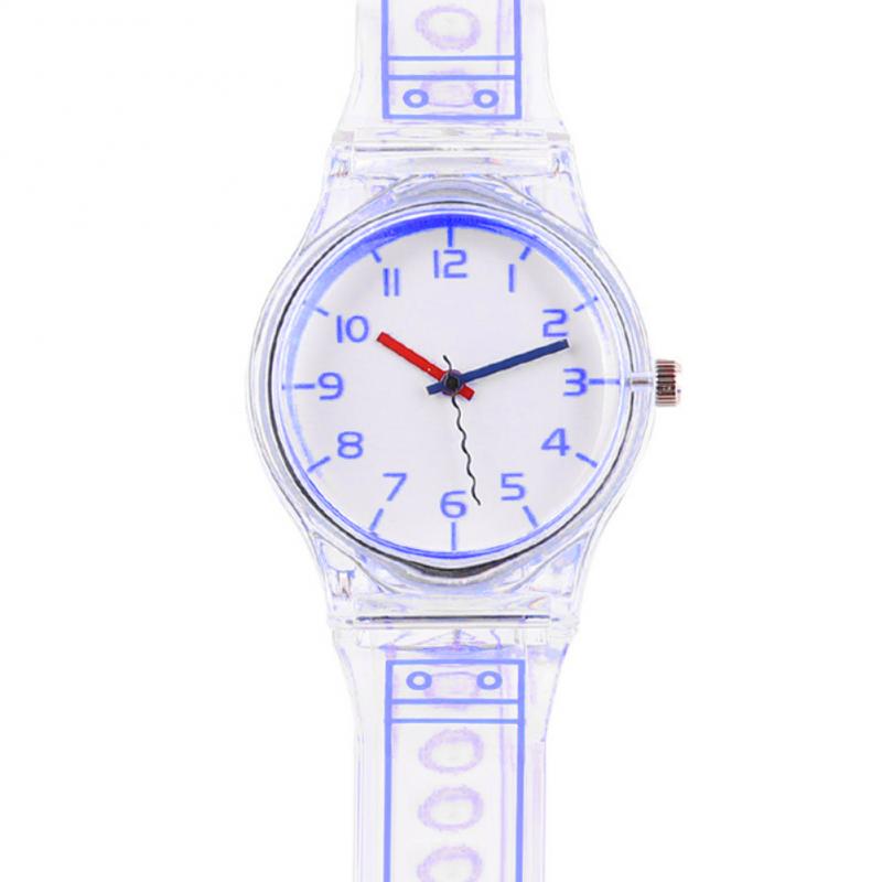 Simple Transparent Watch Children's Casual Round Dial Watch Cartoon Style Silicone Transparent Strap Girls Watch: 02