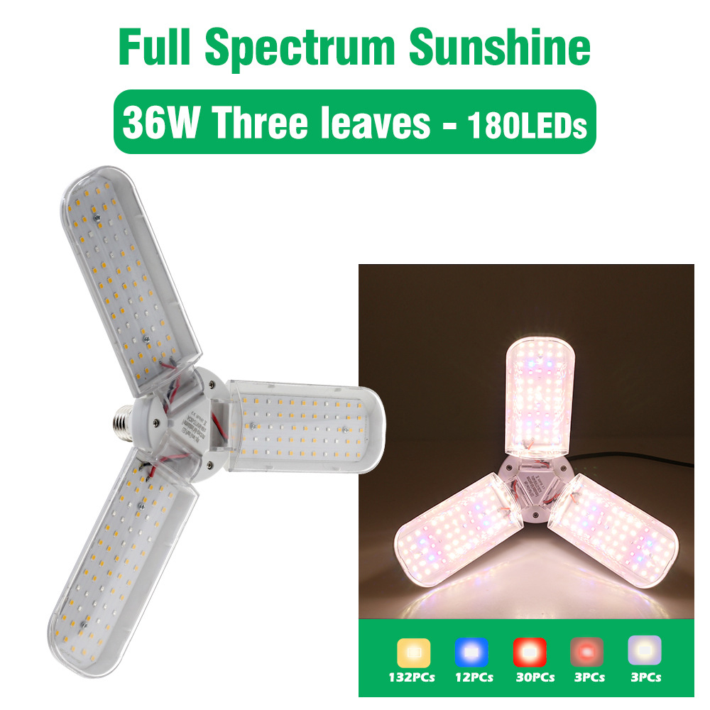 24W 36W 48W LED Grow Light E27 Opvouwbare Phyto Lamp Volledige Spectrum SMD2835 Lamp voor kamerplanten Bloom Bloei Groeien Lamp Tuin: changeable