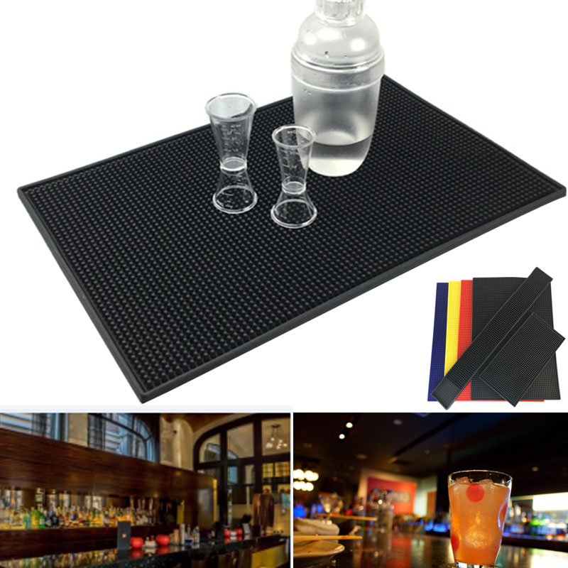 Non-slip Rubber Bar Mat Bar Runner Glass Drip Tray Beer Drink Rail Bars Service Mat WXV