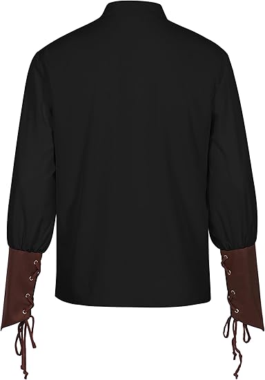 Camicia da uomo medievale rinascimentale con lacci Camicia da pirata Steampunk vintage a maniche lunghe Costume da vichingo