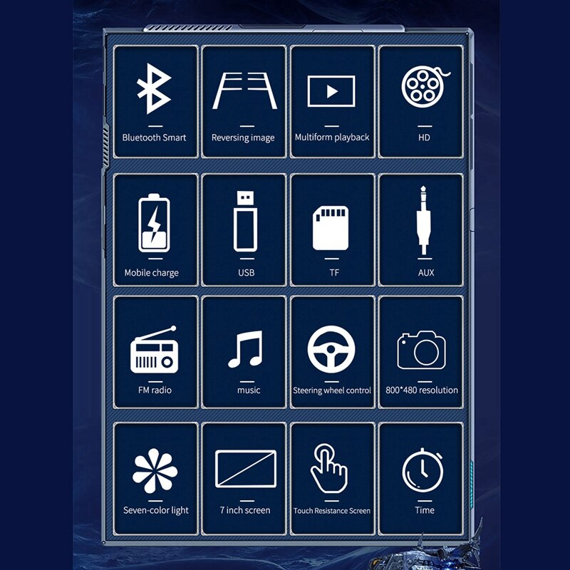 7 Inch Car Multifunction Player DVD MP5 Radio Bluetooth Player the Player Support AUX Function,Video Output