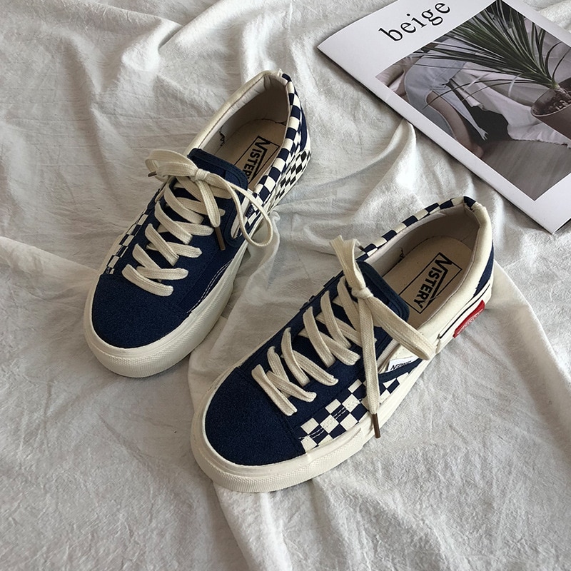 Women Sneakers spring canvas shoes black Lace up flats Casual Classic Woman walking student girl Shoe BIG SIZE 43 1H36