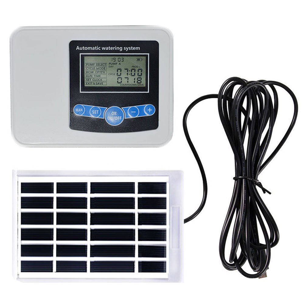 Solar Double Pump Watering Device Watering Timer Automatic Irrigation Water Timer Outdoor Garden Watering Timer Controller Tool