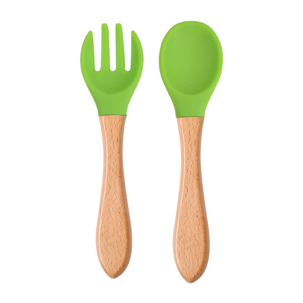 Baby Lepel Siliconen Houten Babyvoeding Lepel Accessoires Kinderen Verjaardagscadeautjes Veiligheid Kinderen Leren Eten Tool: Style G
