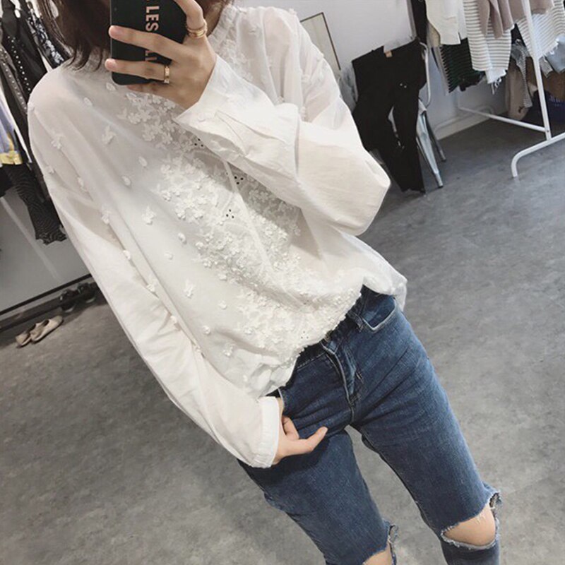 Garemay kvinders toppe og bluser kvinde langærmet bluse kvinder hvid skjorte chiffon sommer plus size damer koreanske skjorter