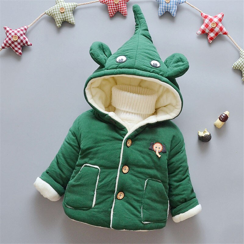 BibiCola automne hiver bébé filles épais vestes infantile enfants dessin animé parkas coton remplissage couverture en plein air manteaux: green / 12M