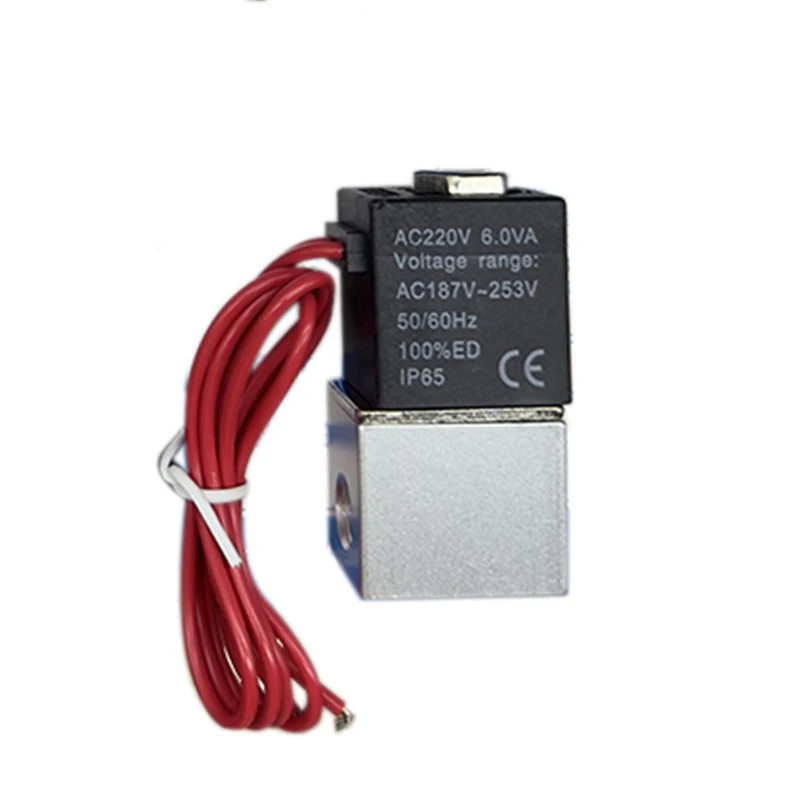 Électrovanne électrique pneumatique 12V 24V 220V, 2 positions, 2 ports, vanne magnétique d'air normalement fermée, connexion de tuyau 6mm 8mm