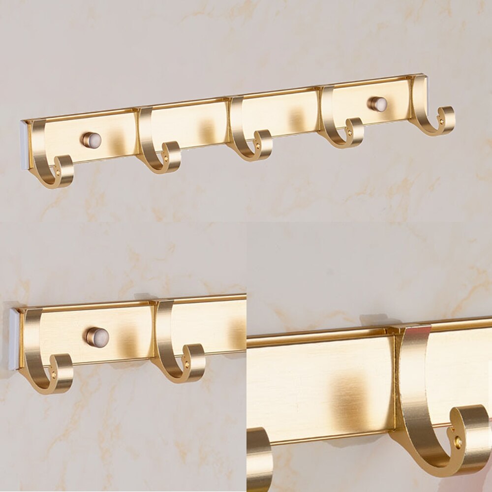 Towel Rack Wall Holder Gold Aluminum Bar Robe Hook Hanger Toliet Paper Holder Bathroom Shelves Hardware Bath Accessories Set