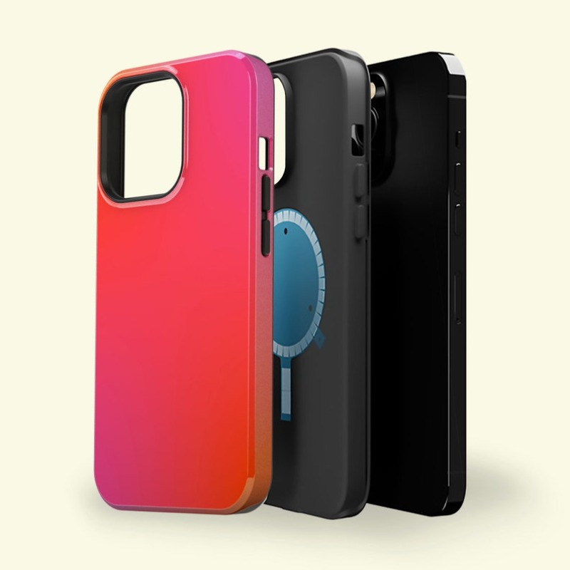 Funda con estampado degradado naranja y rosa para IPHONE 16ProMax 15 14 13 12 11 PRO Plus, fundas de teléfono magnéticas dos en uno de TPU acrílico