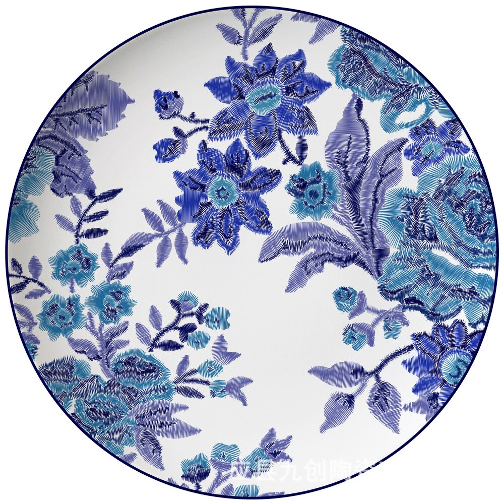 hand-painted Chinese style restaurant dish plate home restaurant steak plate plates set plate sets gold plate: 10.5-inch plate