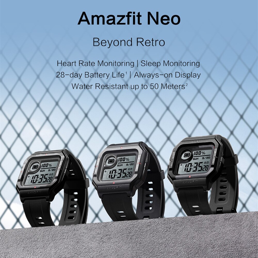 Amazfit Neo Clever Bluetooth Uhr retro Armbanduhr Wasserdichte Sport Uhr Herz Bewertung Überwachung Fitness Tracker
