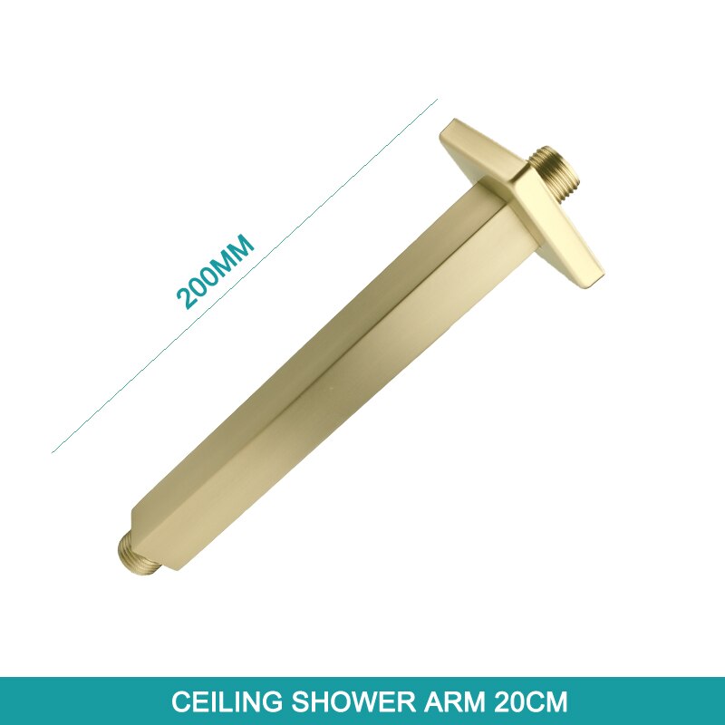 Ceiling Wall Mounted Overhead Shower Arm Set Gold Head Shower Holder Square Round Stainless Steel: SA0002BG-86