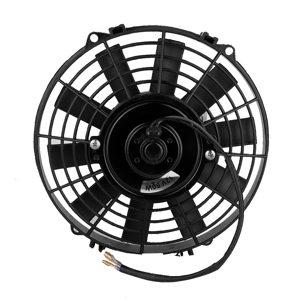 Universele koelventilator 12v 24v 80w 9 inch auto gebogen bladen airconditioner condensor elektrische koelventilator radiator koelventilator