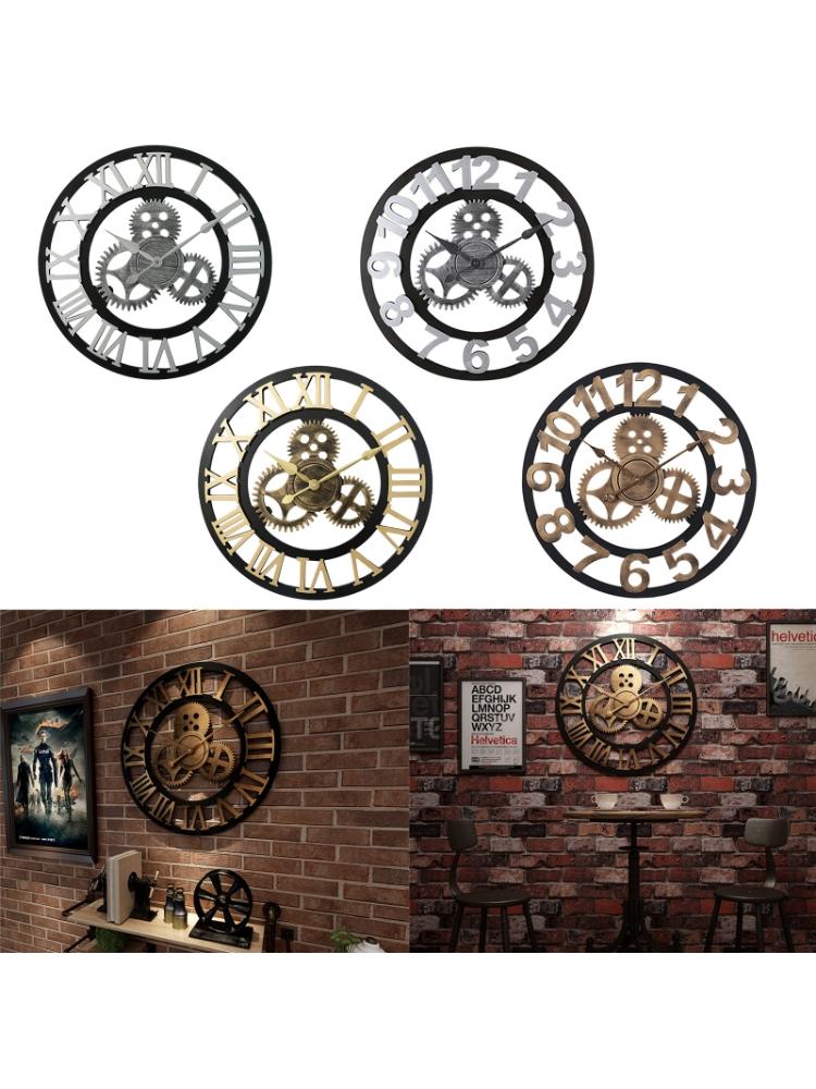 40/50cm Vintage silencieux horloge murale arabe chiffre romain pendule horloges décor