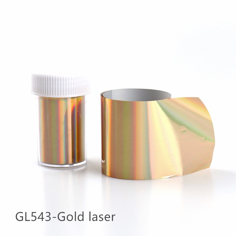 Nail art folie klistermärke överföring vit orange blå gul färgglad 4*100cm rulle full skönhetsberlocker nagellack stjärnklart papper: 543 laser guld