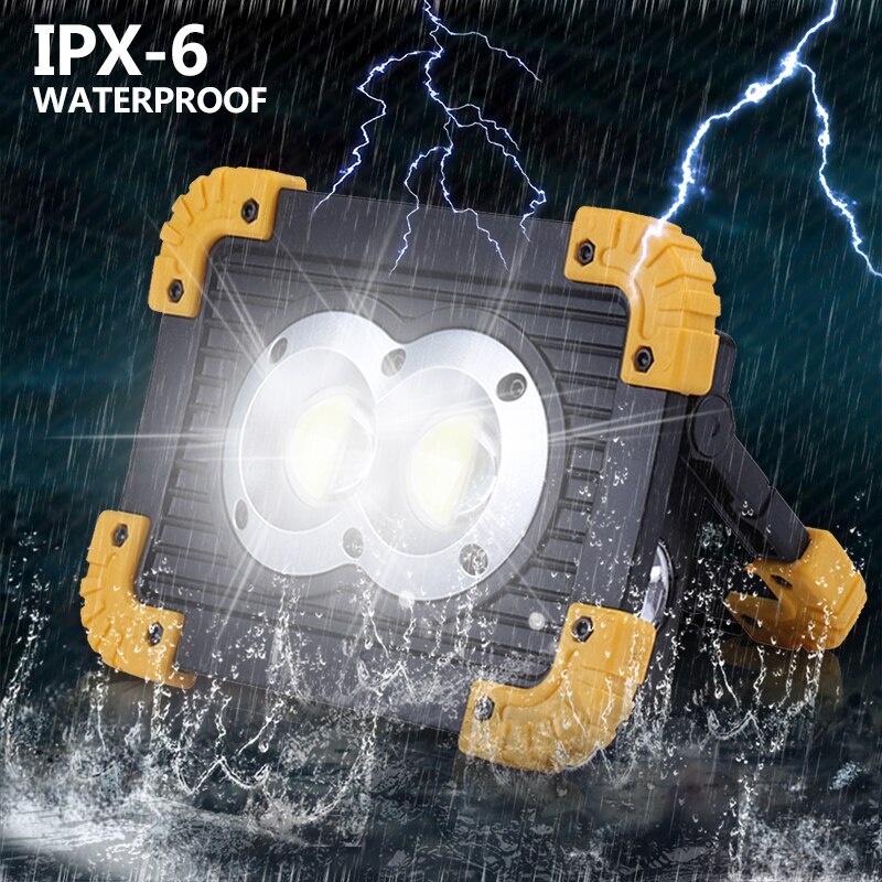 30000lm 100W USB Rechargeable Led Work Light Led Portable Spotlight for Outdoor Camping Lamp Led Flashlight USE2* 18650 battery