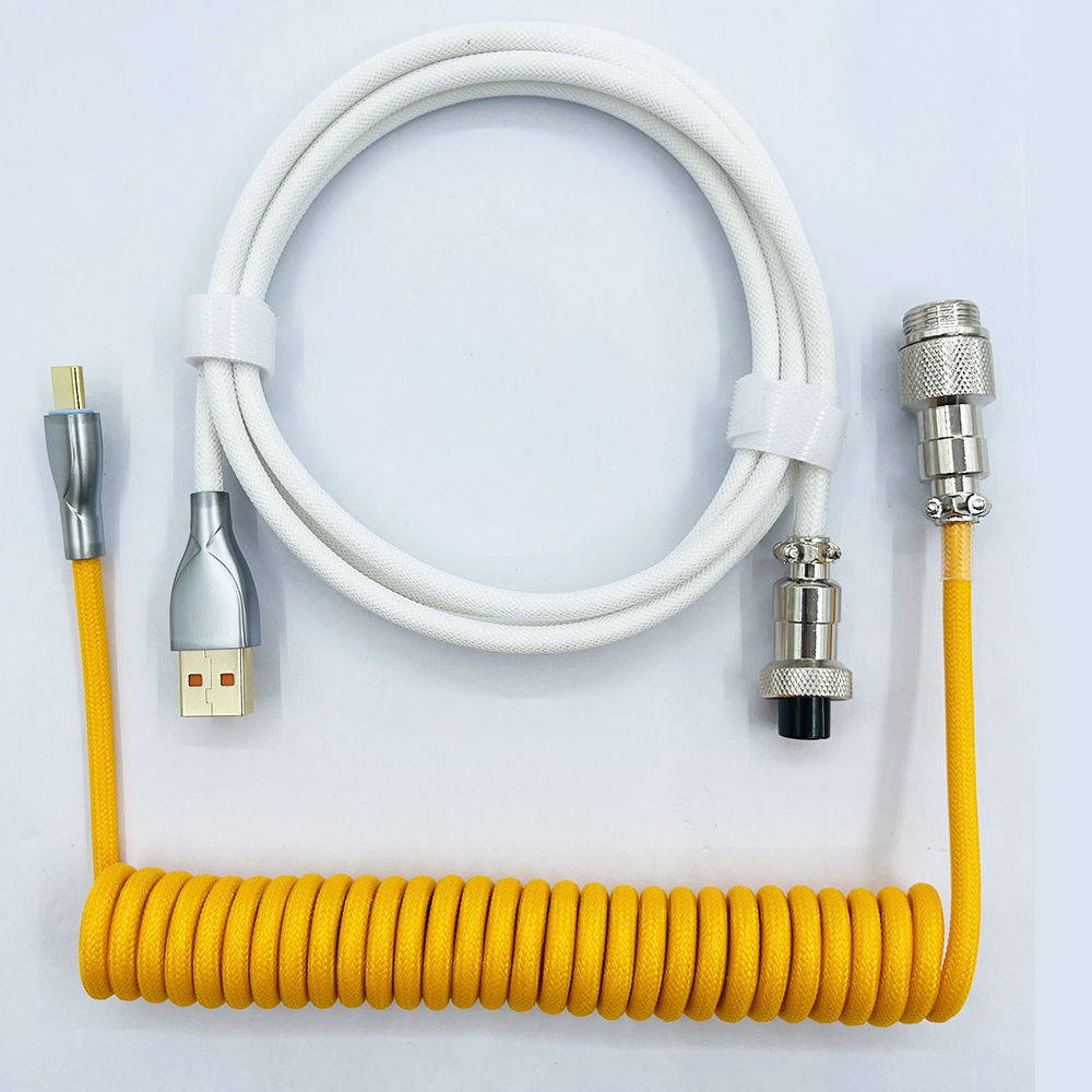 Cable en espiral para teclado mecánico, Cable de aviador tipo C a conector USB, Cable de aviación para teclado de juegos, accesorio