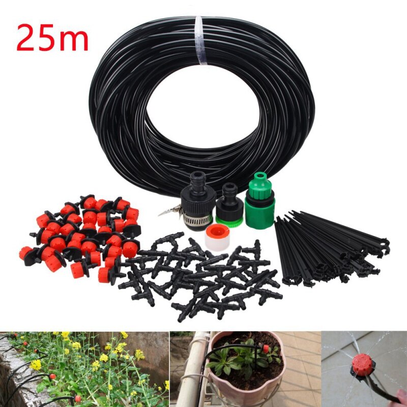 Garden Irrigation System Timer Drip Sprinklers Garden Plant Self Watering Kit Garden Drip Irrigation Automatic Watering Set: 02 25m30pcs