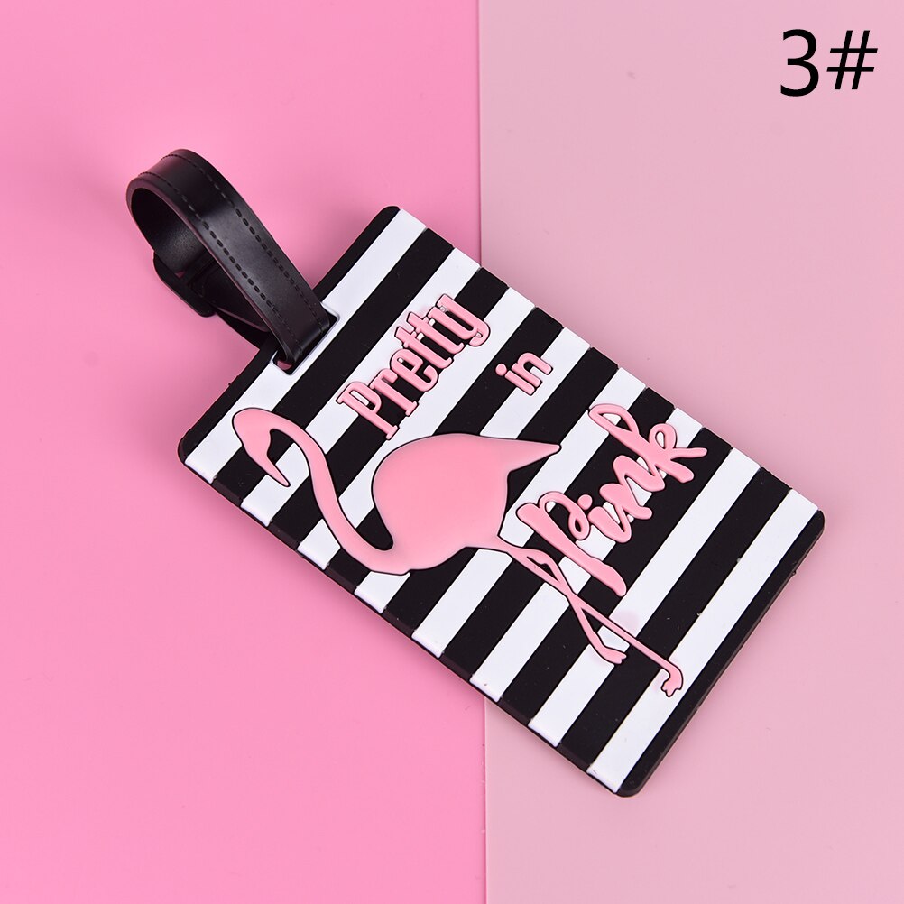 Animal Cartoon Flamingo Bagagelabel Reizen Accessoires Pu Lederen Koffer Id Adres Holder Bagage Boarding Tag Draagbare Label: as picture-3