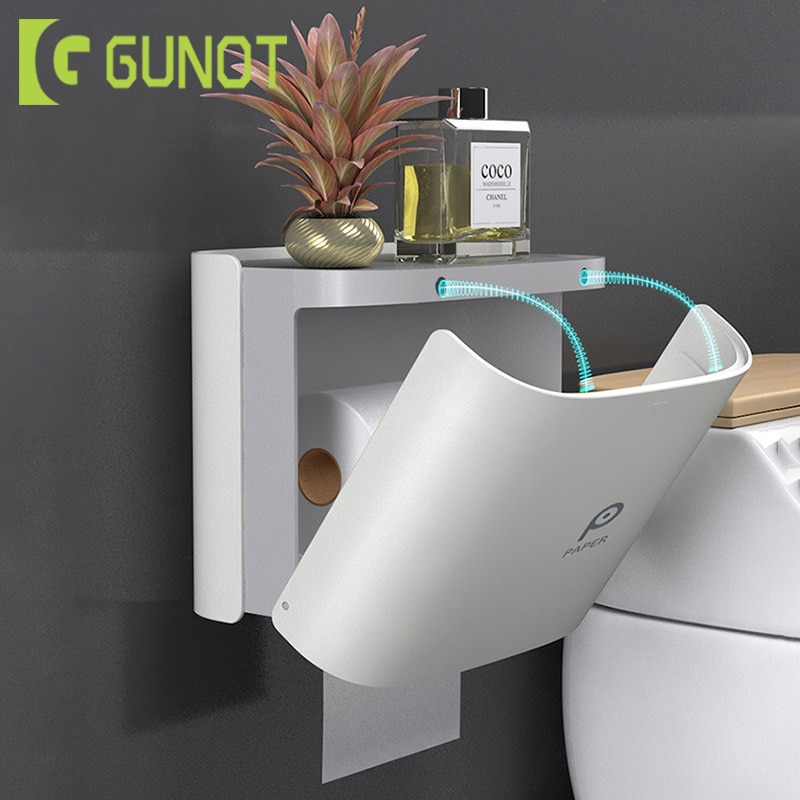 GUNOT Portable Toilet Paper Holder Wall-mounted Toilet Paper Dispenser For Bathroom Storage Box Home Bathroom Accessories