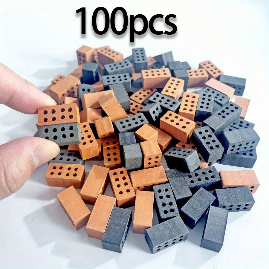 50\100 stuks Mini Bakstenen Miniatuur Ambachten Kunstmatige Handgemaakte Layout Decoratie Klei Zandbak Muur - Handgemaakte Mason DIY Huisgebouwd: groen