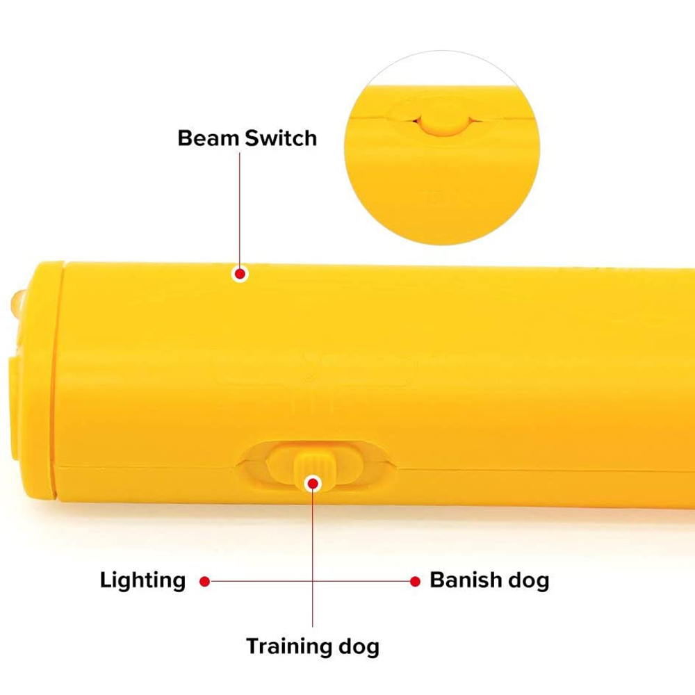 Anti Barking Stop Bark Handheld 3 in 1 Pet LED Ultrasonic Dog Repeller and Trainer Device - Training Tool/Stop Barking [Black]