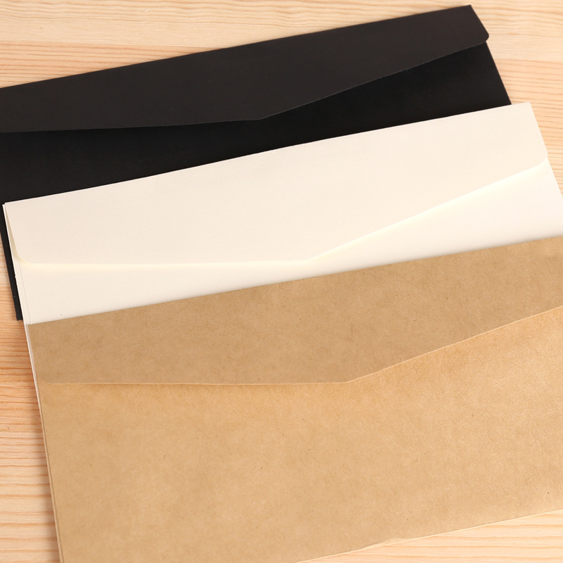11x21cm kraft wit (niet zuiver wit) zwart papier Envelop Bericht Brief Stationaire Opslag Papier huwelijksuitnodiging cover