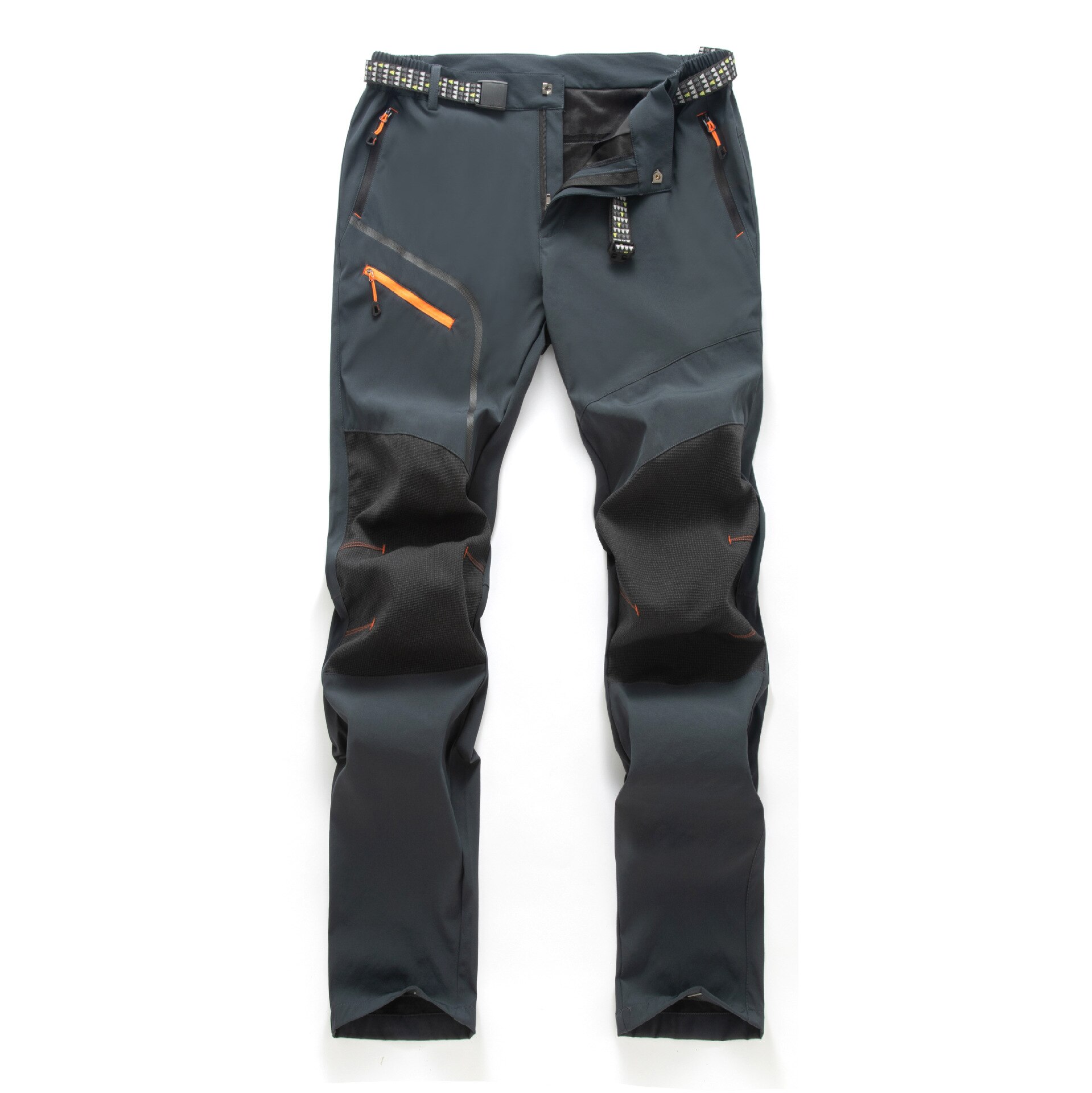 Mountainskin Men&#39;s Hiking Oblique Zipper Quick Dry Pants Outdoor Camping Fishing Comfortable Climbing Breathable Trousers VA915: Dark Gray / Asian Size S