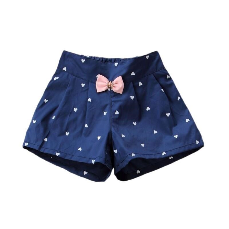 Pantalones cortos de lunares para niñas, Shorts versátiles de , color rosa, azul marino, verano,: navy blue / 9