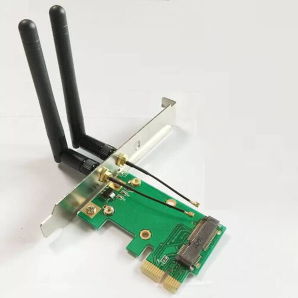 Wireless Wifi Netzwerk Karte Mini PCI-E Zu PCI-E 1x Desktop Adapter + 2x Antennen Konvertieren Die Mini-Karte Zu EINE Standard PCI-Express