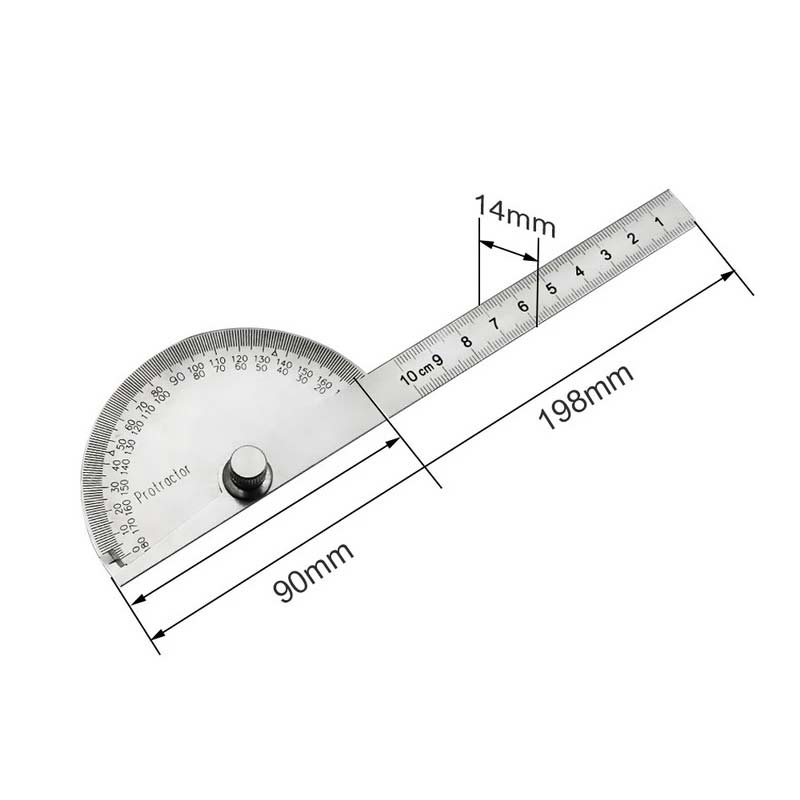 Multifunctional stainless steel adjustable protractor round head angle ruler mathematical measuring tool