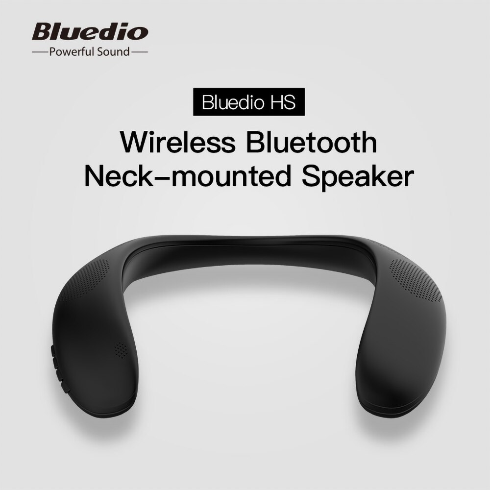 Bluedio hs halsmonterad högtalare trådlös bluetooth 5.0 bärbara högtalare med bas fm-radio sd-kortplats surroundljud svart: Default Title
