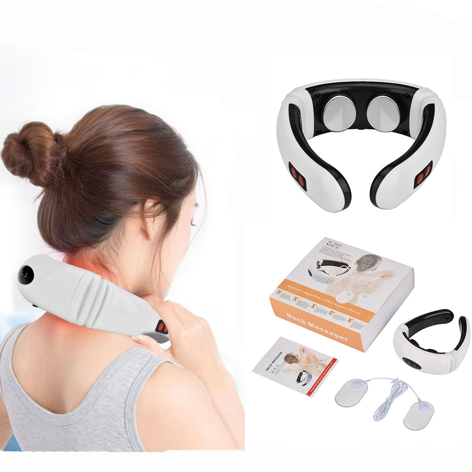 Elektrische Nek Massager Pulse Terug 6 Modi Power Control Ver Infrarood Verwarming Pijnbestrijding Cervicale Fysiotherapie Oplaadbare