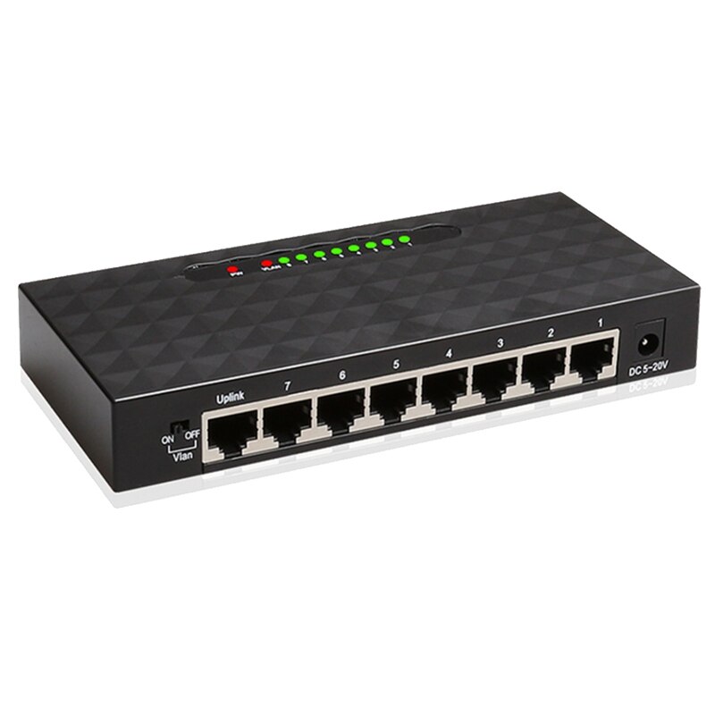 Gigabit Switch Ethernet Smart Switcher High Performance 1000Mbps Ethernet Network Switch RJ45 Hub(EU Plug): black