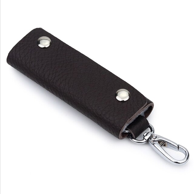 1 Pc Lederen Huishoudster Houders Auto Sleutelhanger Key Holder Bag Case Unisex Wallet Cover Eenvoudige Effen Kleur Opbergtas: Auburn