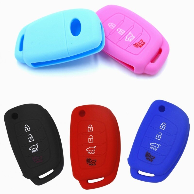 Geschikt Voor Hyundai IX35 Vouwen 4-Knop Autosleutel Case Soft Rubber Silicone Sleutel Shell Anti-Diefstal Afstandsbediening controle Beschermende Cove