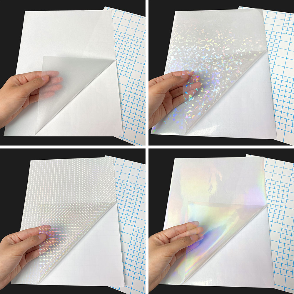 50 hojas de cinta adhesiva holográfica de lámina de arena, estampado en en papel fotográfico A4, película laminada en frío, paquete DIY, tarjeta de Color